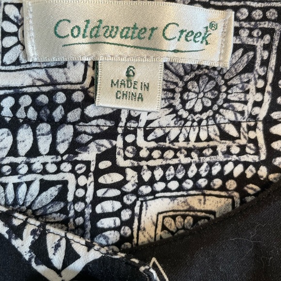 Coldwater Creek Black With White Floral Print 3/4 Sleeve Jacket Size 6 - Picture 5 of 6